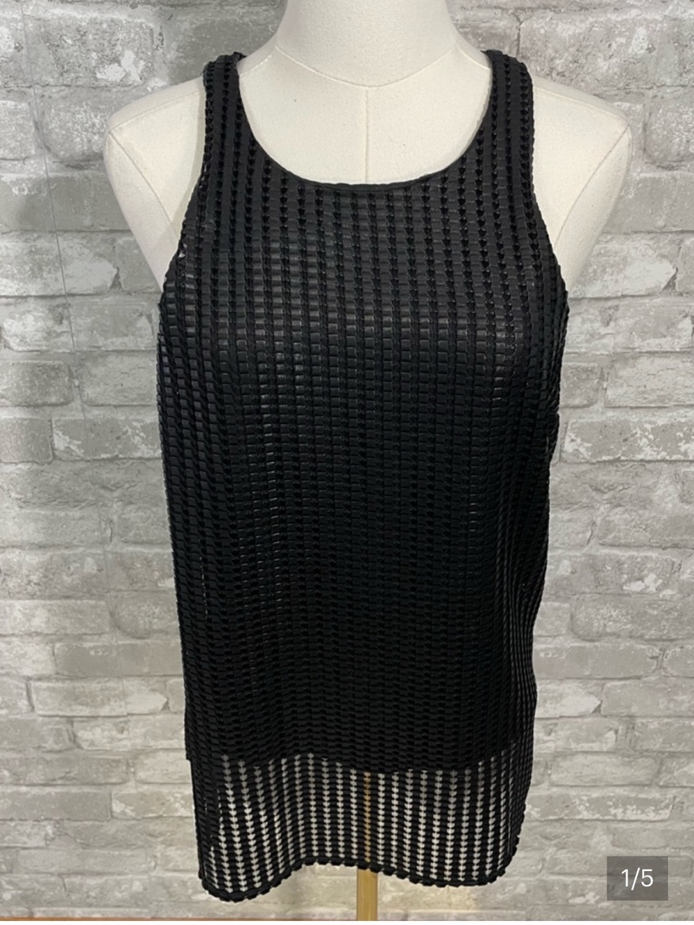 INTERMIX Black Open-Weave blouse